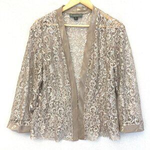 KM Collections by Milla Bell Lace Open Cardigan Size 18 Taupe Mother of Bride